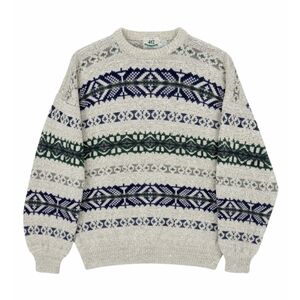 Vintage Nordic Cotton Knit Sweater Men’s XL Fair Isle Scandinavian Pattern USA